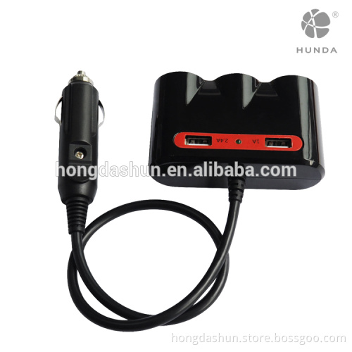 12V/24V input and output 3-Socket DC Car Cigarette Lighter Power Adapter with 3.4A 2-Port Car USB Splitter Charger